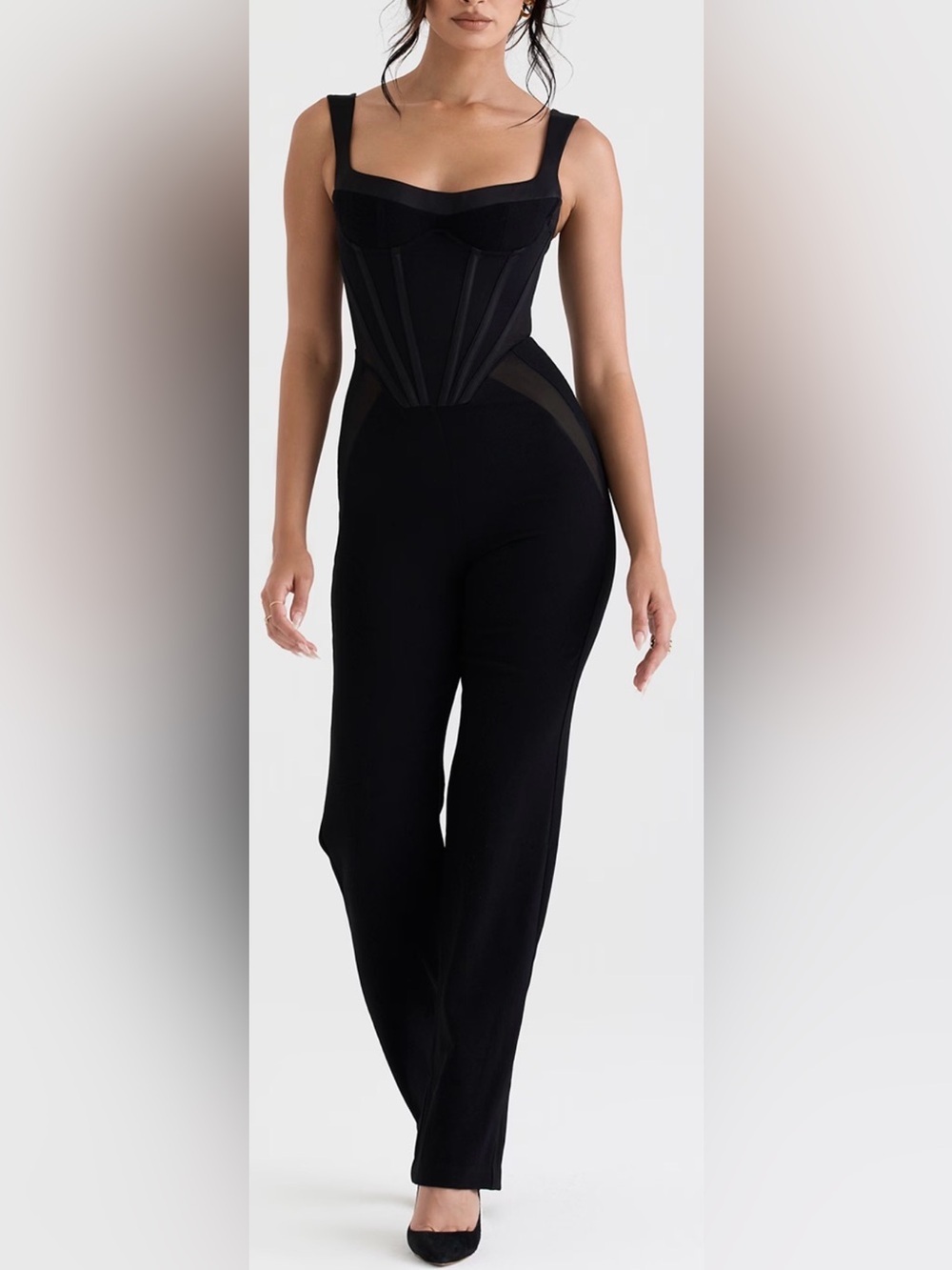 NEW House of CB Mylene black corset jumpsuit sz XS